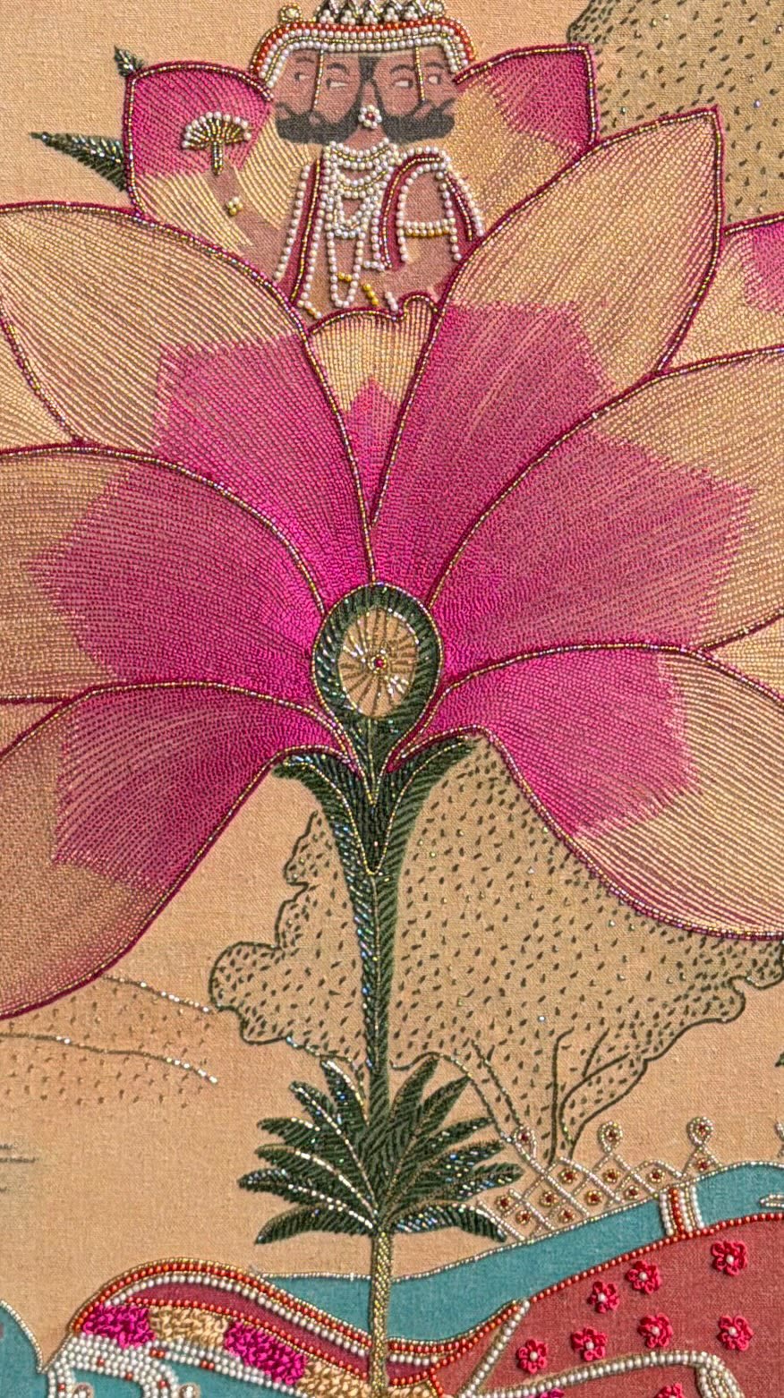 Close-up of a pink lotus from the Nabhi Kamalam artwork